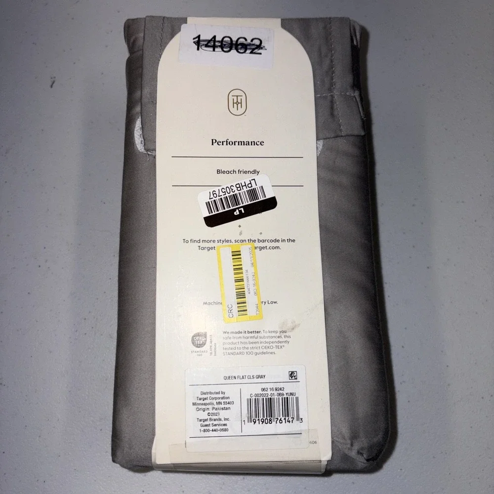 Queen 400 Thread Count Performance Flat Sheet Classic Gray - Threshold: Cotton